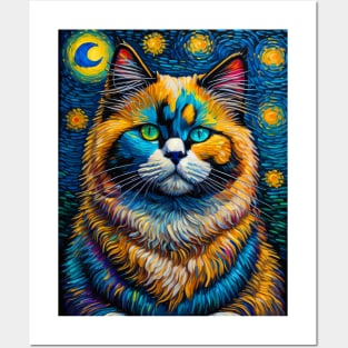 The Ragdoll Cat in starry night Posters and Art